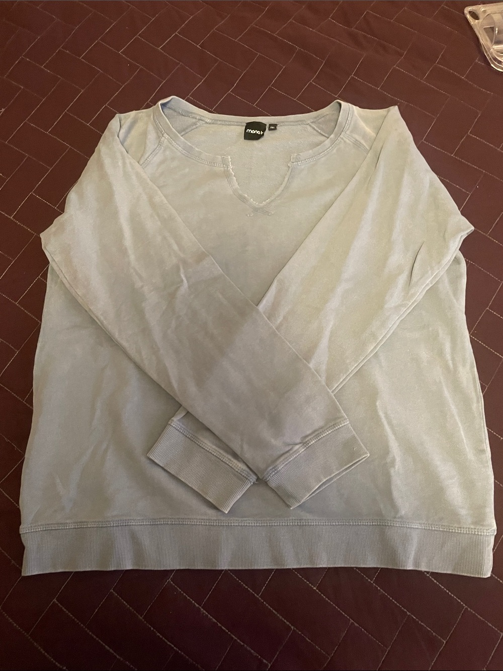 Mono B Light Gray Long Sleeve Crewneck Top
